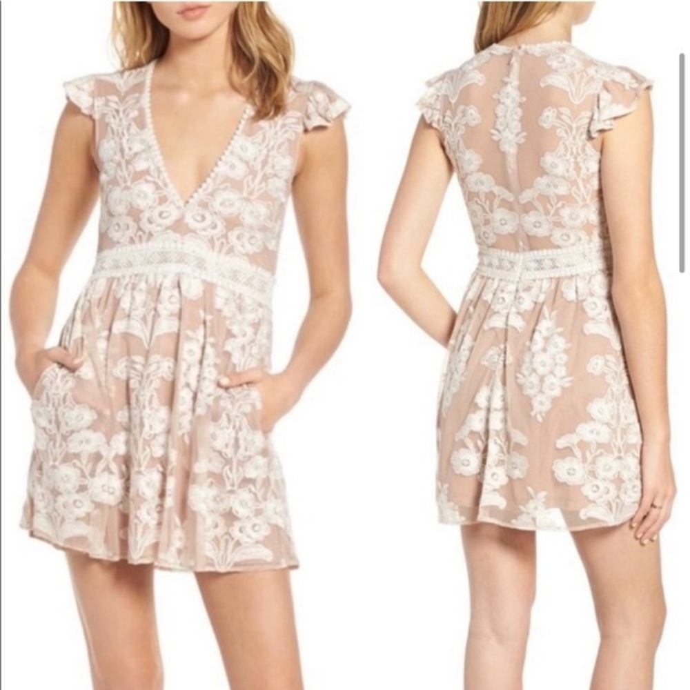 New For Love and Lemons Temecula Fit & Flare Mini dress Ivory size Small - Picture 13 of 16